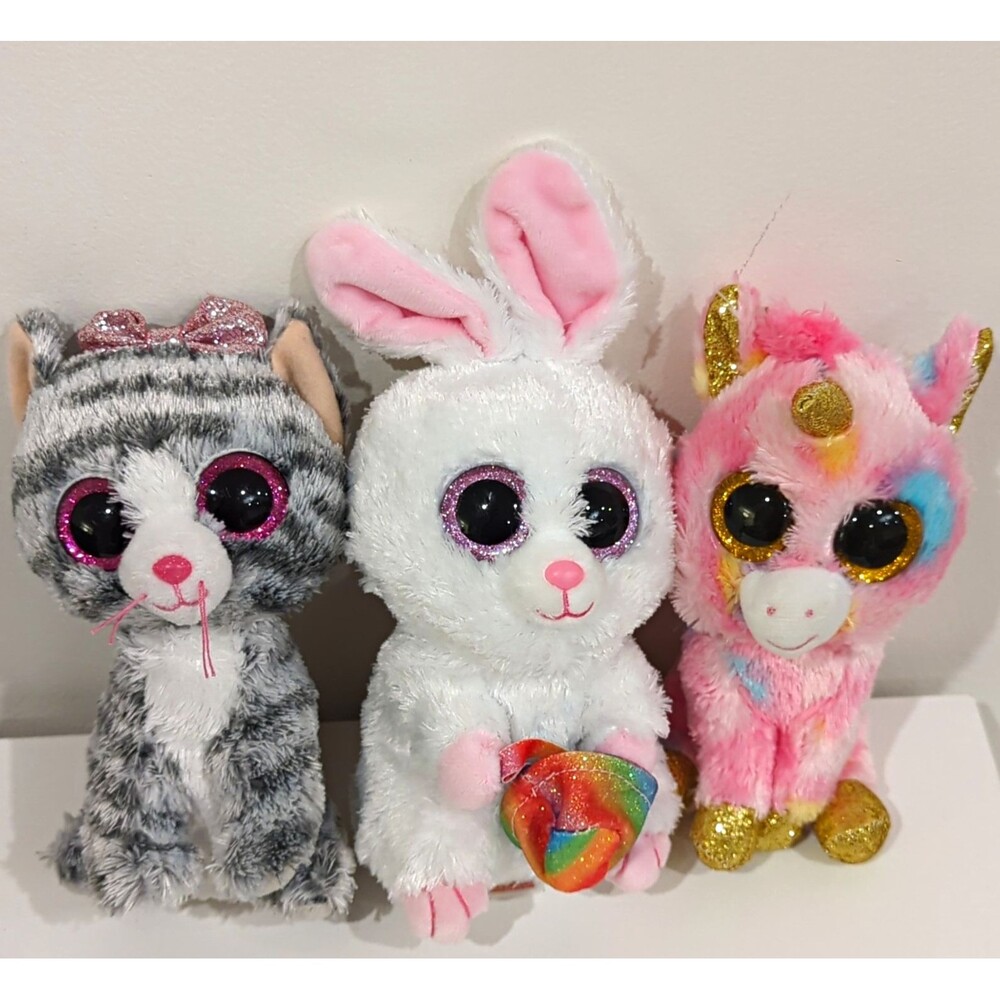 TY Beanie Boos Small Plush Lot Kiki, Sunday, Fantasia